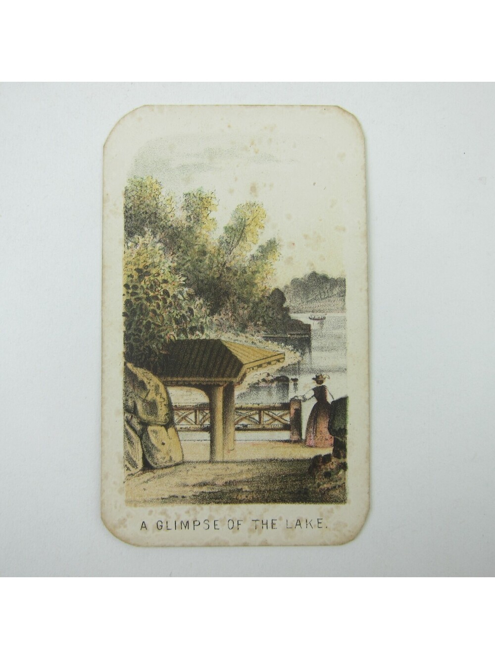 Prang Color Litho Print Glimpse of the Lake Central Park New York Antique 1864
